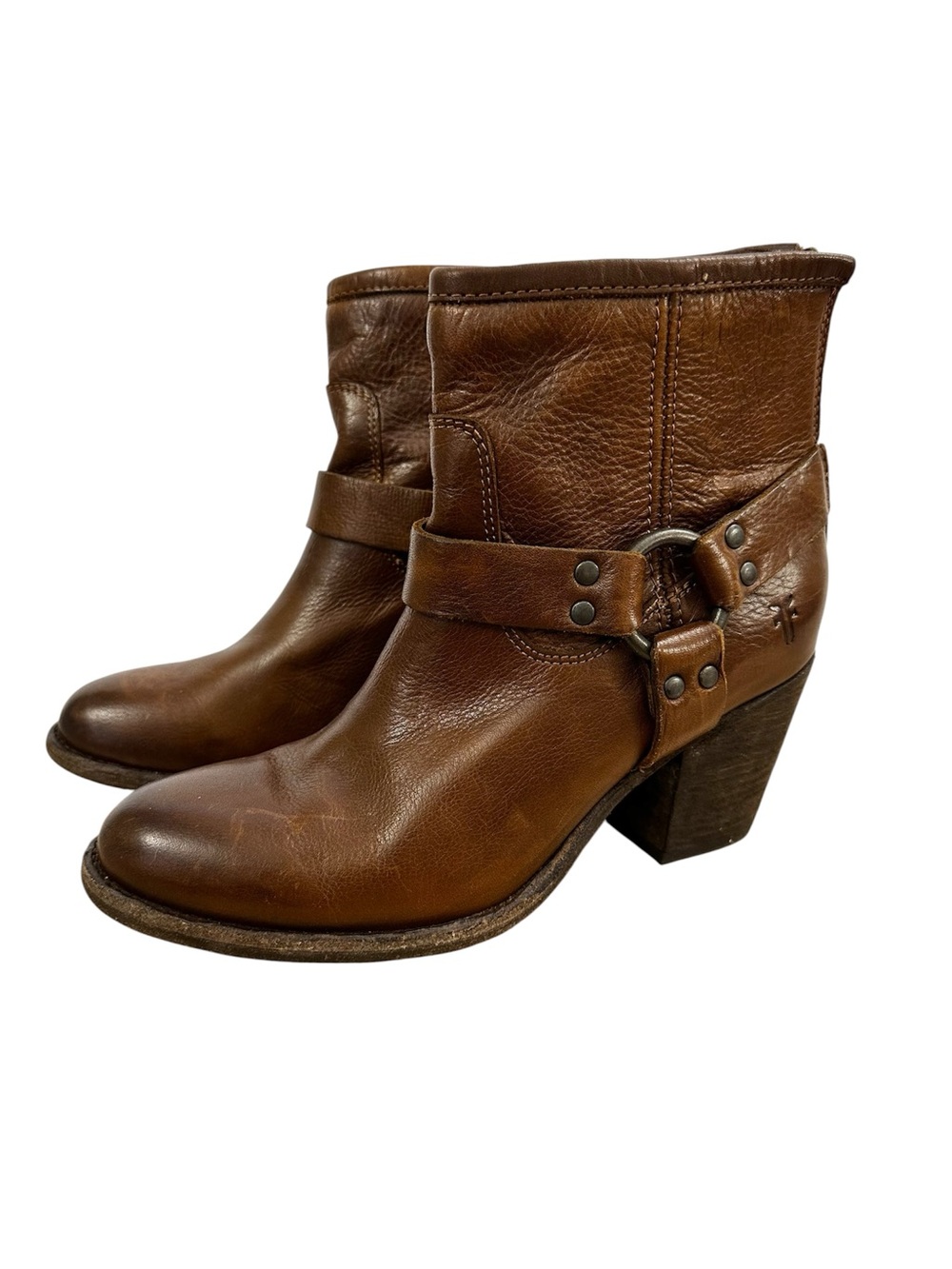 Frye Boots Tabitha Harness Leather Short Heel Booties Women’s Size 7B